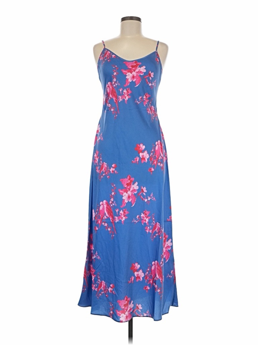 AllSaints Blue & Pink Floral Slip Maxi Dress